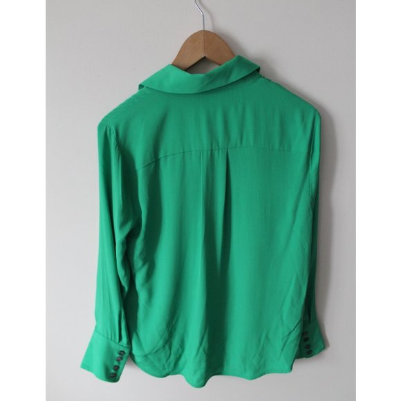 Numi The Simone Button-Up Blouse / Medium / Mint Green Silk Blend Long Sleeves - Picture 4 of 9